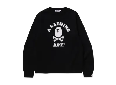 A BATHING APE Ape Crossbone College Crewneck Sweatshirt "Black"