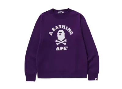 A BATHING APE Ape Crossbone College Crewneck Sweatshirt "Purple"