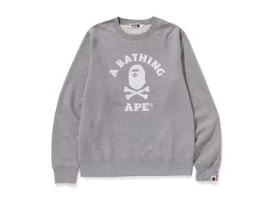 A BATHING APE Ape Crossbone College Crewneck Sweatshirt "Gray"