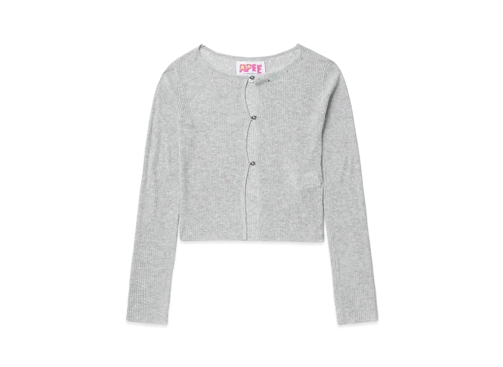 A BATHING APE Button Front Distressed Cardigan "Gray"