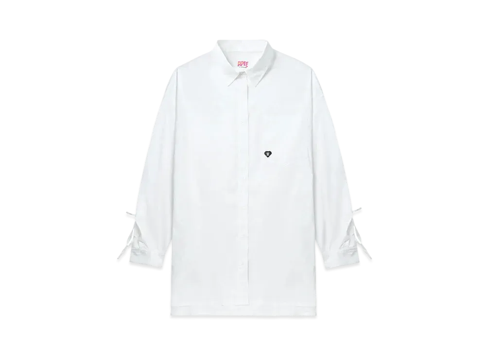 A BATHING APE Drawstring Details Boyfriend Shirt "White"
