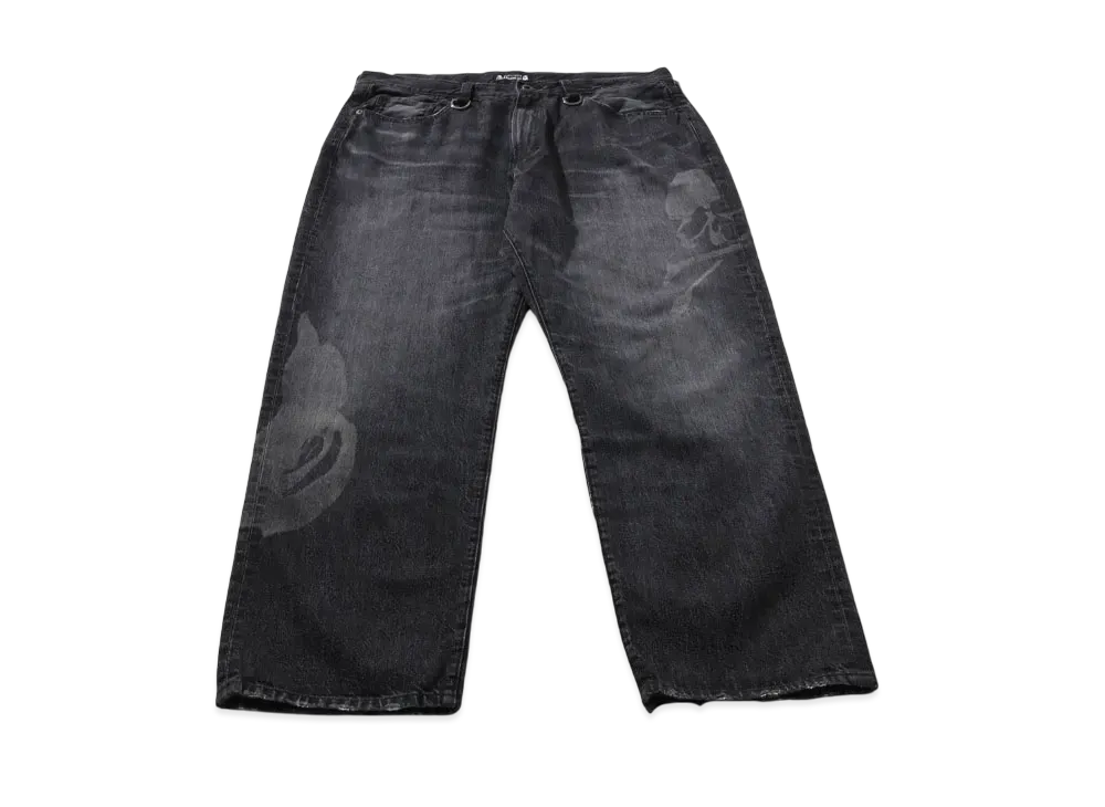 A BATHING APE x mastermind JAPAN Washed Loose Fit Denim Pants "Black"