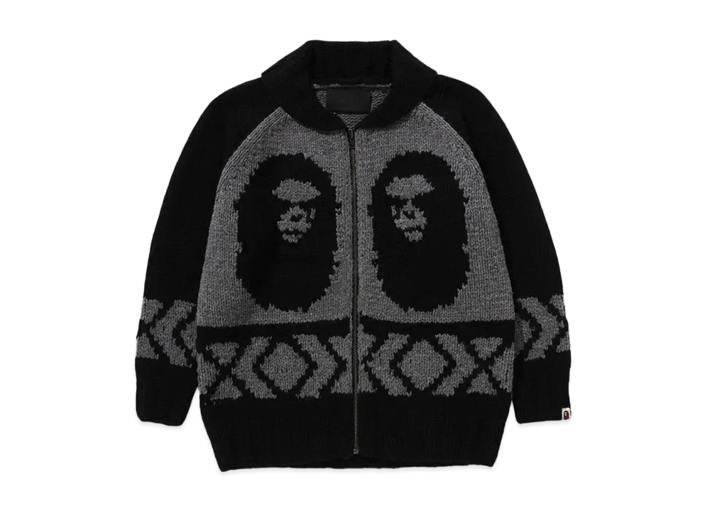 A BATHING APE x COMME des GARCONS CDG Osaka Cowichan Cardigan "Charcoal"
