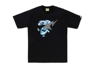 A BATHING APE ABC Camo Ape Face Sta Tee "Black/Blue"