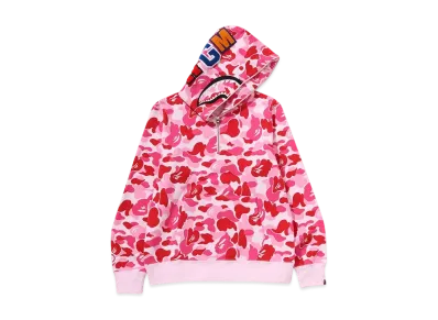 A BATHING APE ABC Camo Shark Half Zip Pullover Hoodie "Pink"