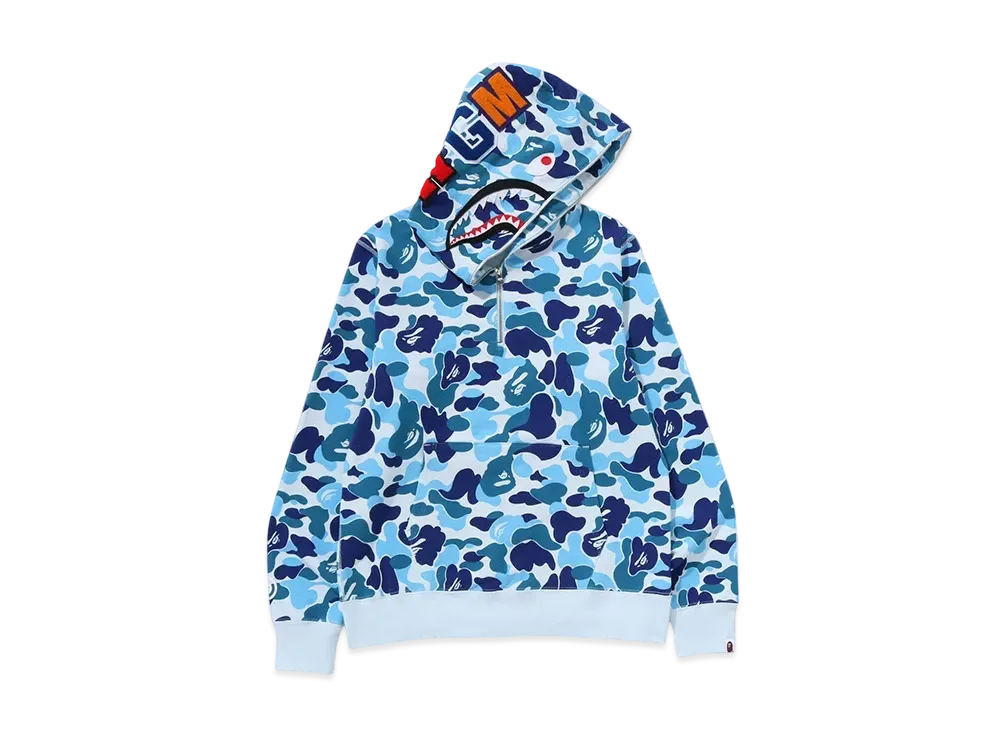 A BATHING APE ABC Camo Shark Half Zip Pullover Hoodie "Blue"