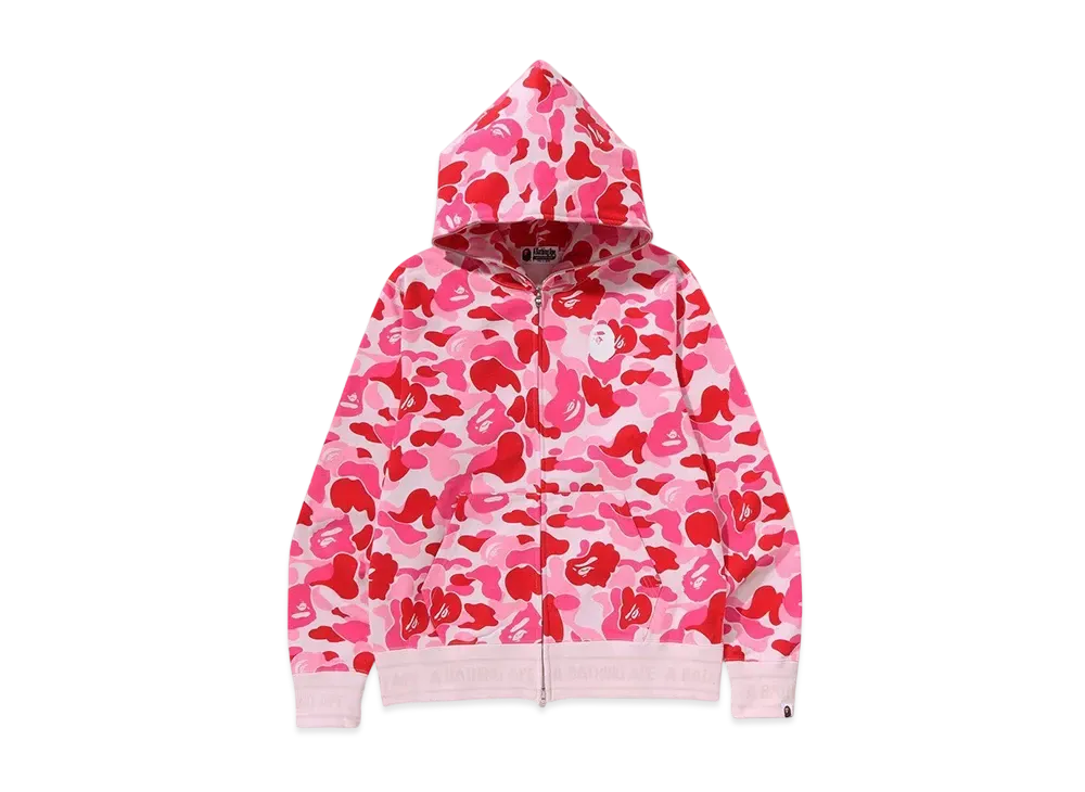 A BATHING APE ABC Camo Logo Rib Full Zip Hoodie "Pink"