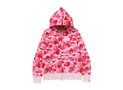 A BATHING APE ABC Camo Logo Rib Full Zip Hoodie "Pink"