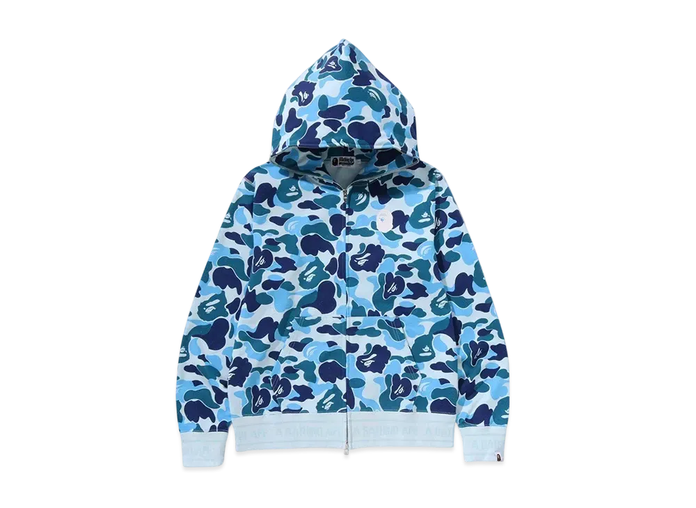 A BATHING APE ABC Camo Logo Rib Full Zip Hoodie "Blue"