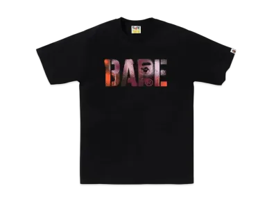 A BATHING APE Map Camo Stencil Bape Logo Tee "Black/Red"