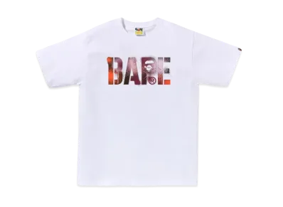 A BATHING APE Map Camo Stencil Bape Logo Tee "White/Red"