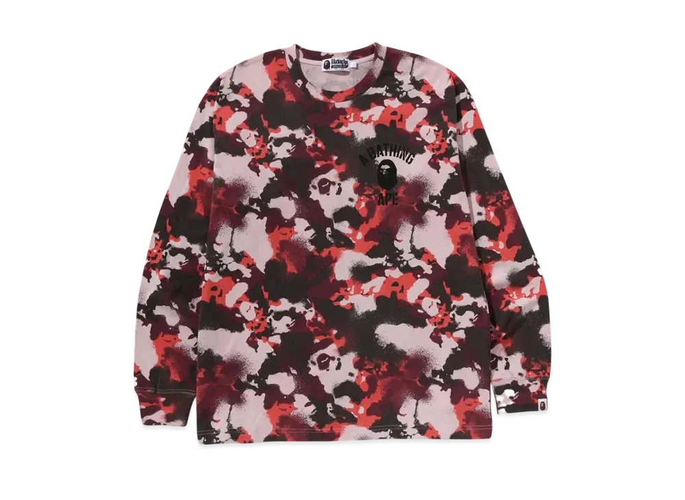 A BATHING APE Map Camo Relaxed Fit LS Tee "Red"