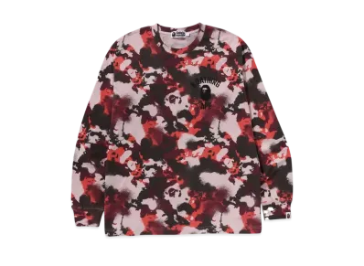 A BATHING APE Map Camo Relaxed Fit LS Tee "Red"