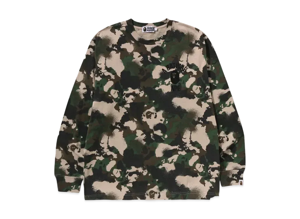 A BATHING APE Map Camo Relaxed Fit LS Tee "Green"