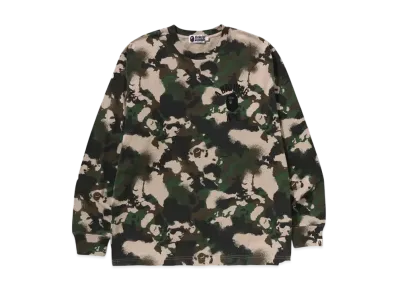 A BATHING APE Map Camo Relaxed Fit LS Tee "Green"