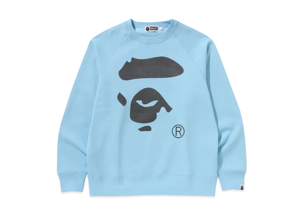 A BATHING APE Ape Face Crewneck Sweatshirt "Sax"