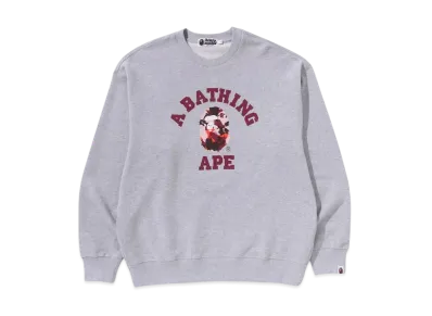 A BATHING APE Map Camo College Relax Fit Crewneck Sweatshirt "Gray"
