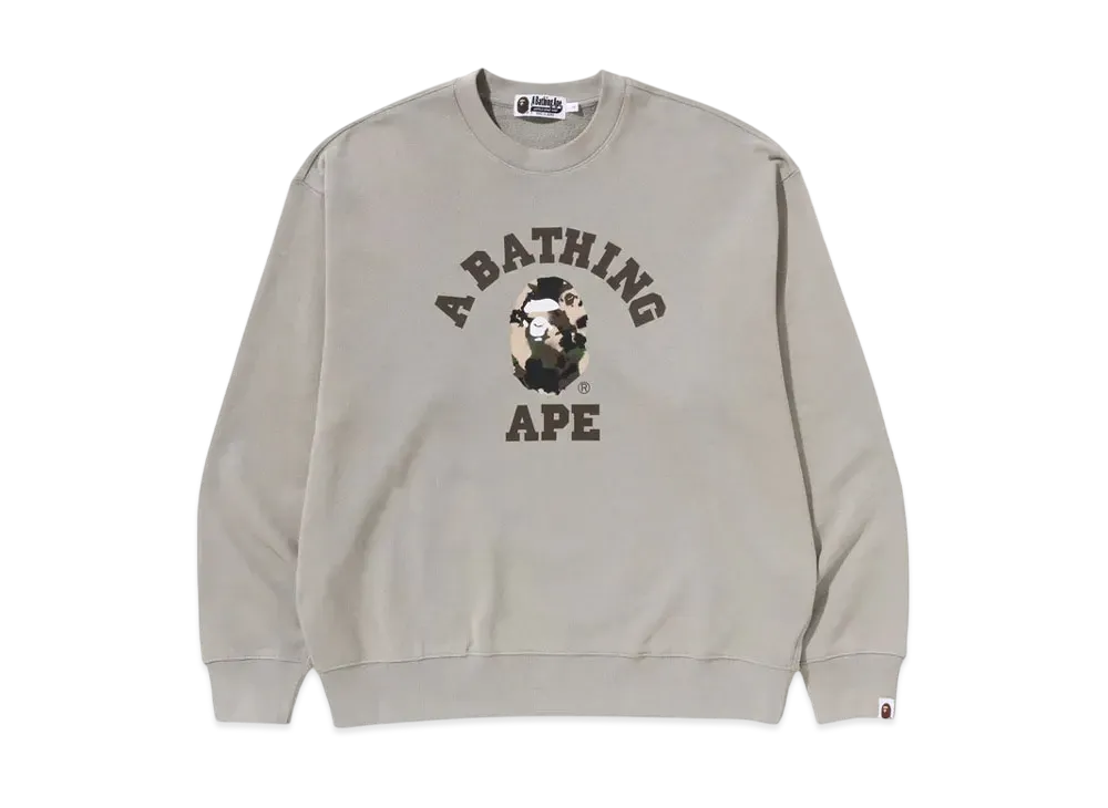 A BATHING APE Map Camo College Relax Fit Crewneck Sweatshirt "Olivedrab"