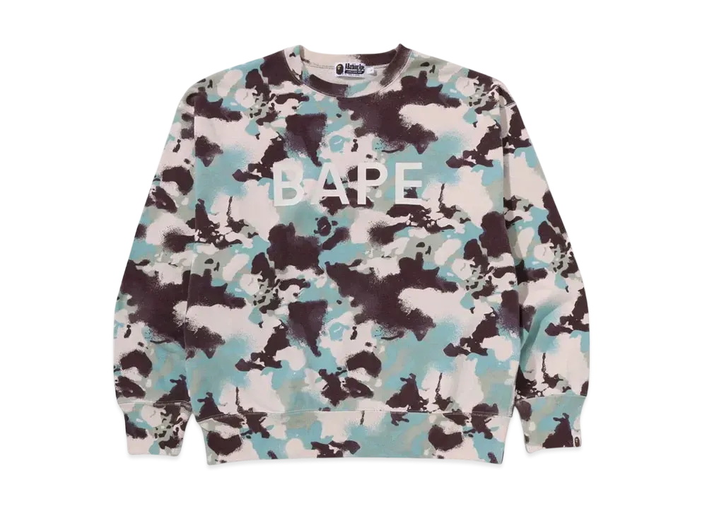 A BATHING APE Map Camo Crewneck Relaxed Fit Sweatshirt "Multi"