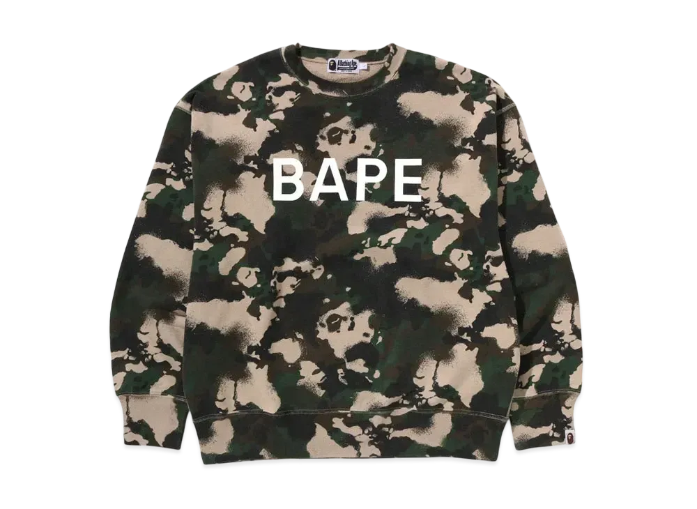 A BATHING APE Map Camo Crewneck Relaxed Fit Sweatshirt "Green"