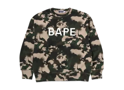A BATHING APE Map Camo Crewneck Relaxed Fit Sweatshirt "Green"