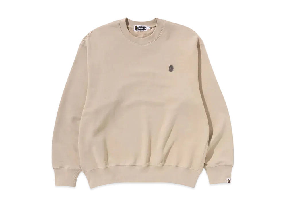 A BATHING APE One Point Relax Fit Crewneck Sweatshirt "Beige"