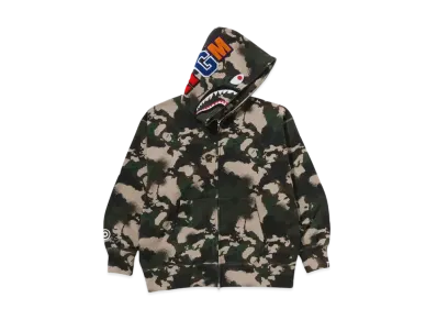 A BATHING APE Map Camo Shark Relaxed Fit Full Zip Hoodie "Green"