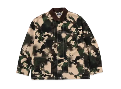 A BATHING APE Map Camo Work Jacket "Green"
