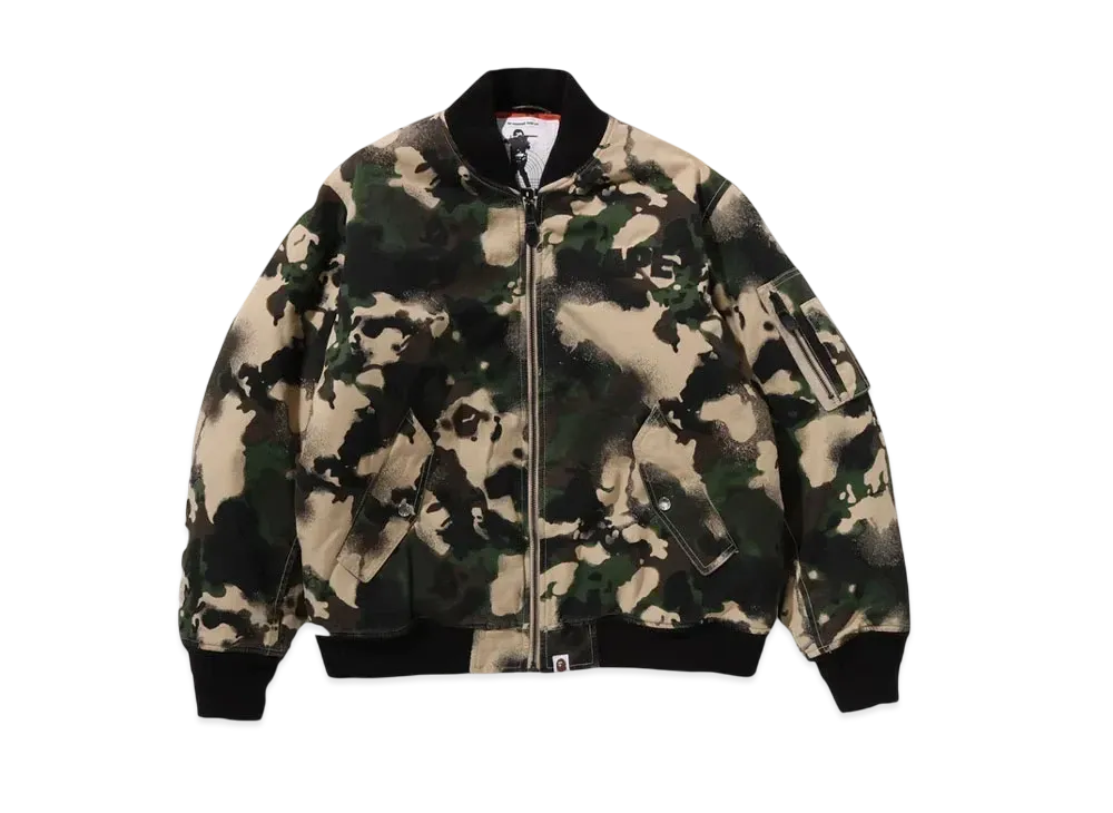 A BATHING APE Map Camo Bomber Jacket "Green"