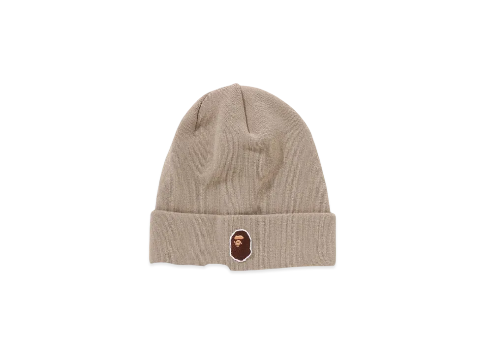 A BATHING APE One Point Ape Head Knit Cap "Beige"