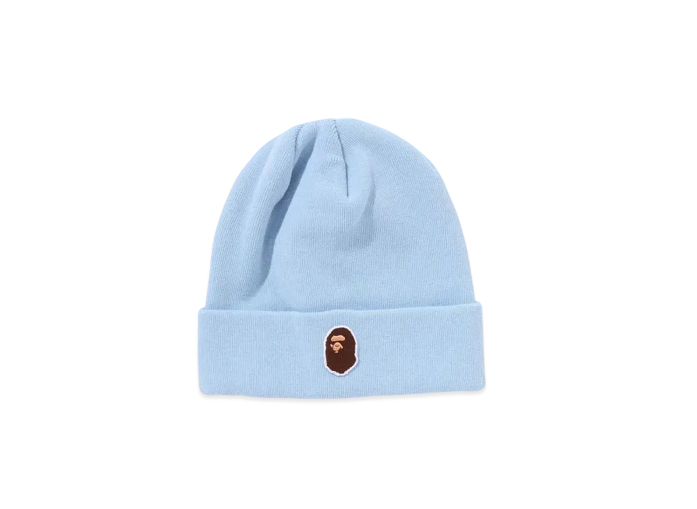 A BATHING APE One Point Ape Head Knit Cap "Sax"
