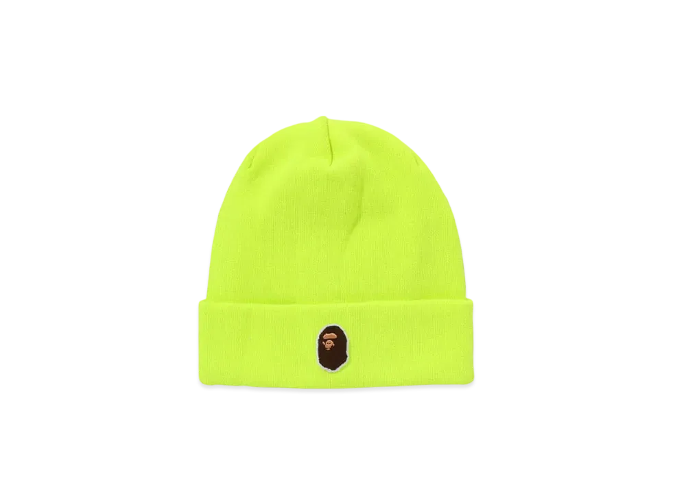 A BATHING APE One Point Ape Head Knit Cap "Yellow"