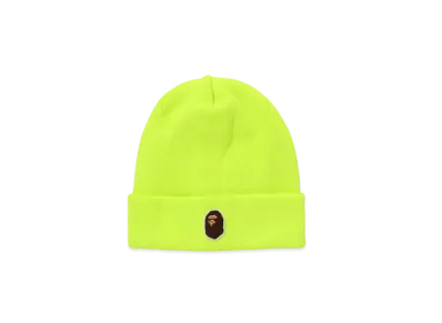 A BATHING APE One Point Ape Head Knit Cap "Yellow"