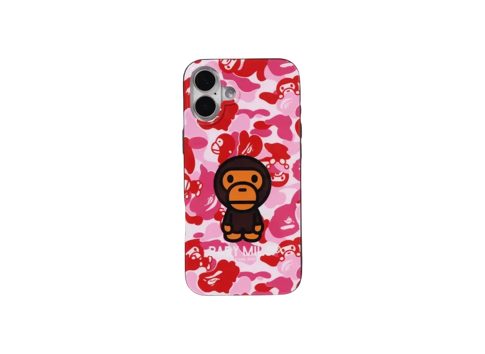 A BATHING APE ABC Milo Camo iPhone 16 Plus Case "Pink"