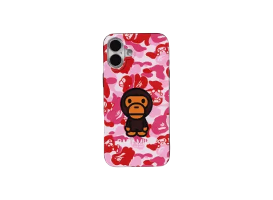 A BATHING APE ABC Milo Camo iPhone 16 Plus Case "Pink"