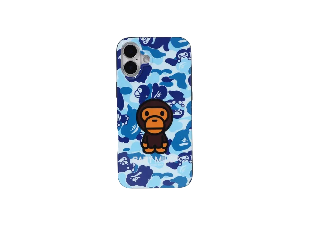 アベイシングエイプ ABC ミロ カモ iPhone 16 Plus ケース "ブルー"