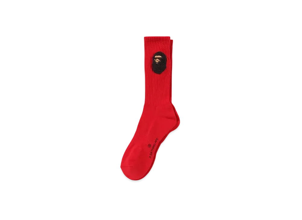 A BATHING APE Balloon Yarn Ape Head Socks "Red"