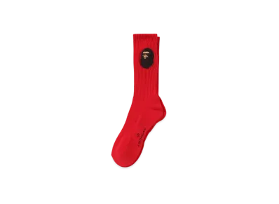 A BATHING APE Balloon Yarn Ape Head Socks "Red"
