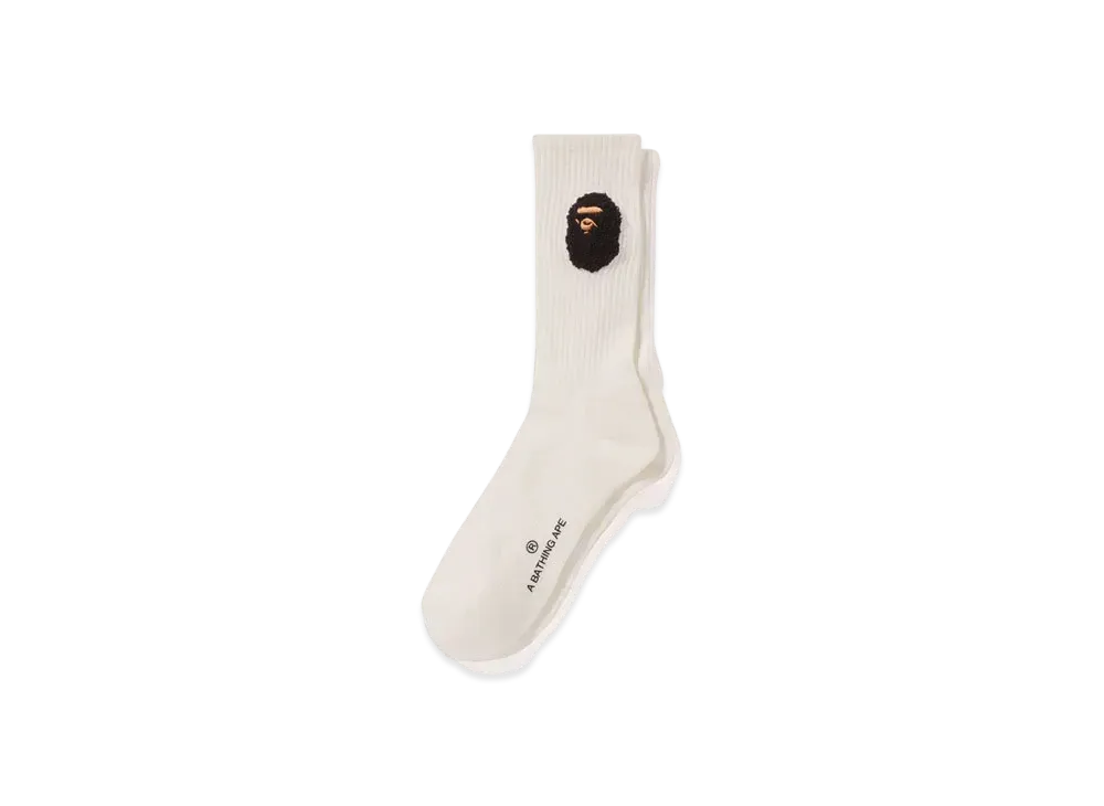 A BATHING APE Balloon Yarn Ape Head Socks "White"