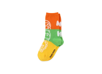 A BATHING APE Milo Friends Color Block Socks "Orange"