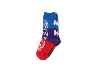 A BATHING APE Milo Friends Color Block Socks "Blue"