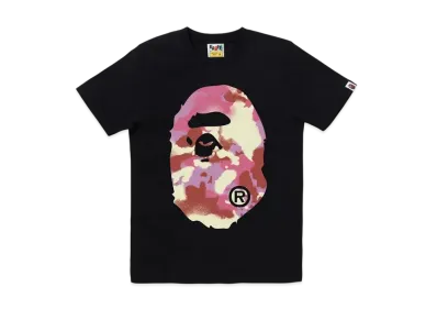 A BATHING APE Map Camo Big Ape Head Tee "Black/Pink"