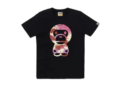 A BATHING APE Map Camo Big Baby Milo Tee "Black/Pink"