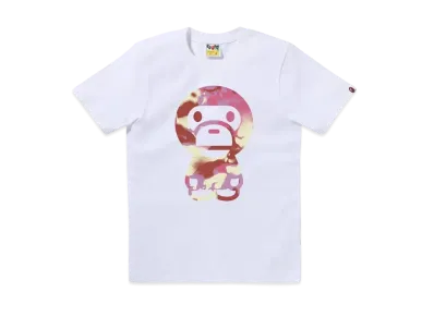 A BATHING APE Map Camo Big Baby Milo Tee "White/Pink"
