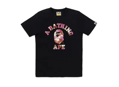 A BATHING APE Map Camo College Tee "Black/Pink"