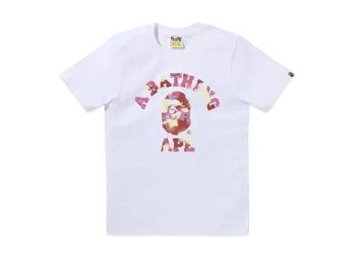 A BATHING APE Map Camo College Tee "White/Pink"