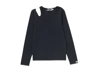 A BATHING APE Pigment Dyed Cut Out Rib L/S Tee "Black"