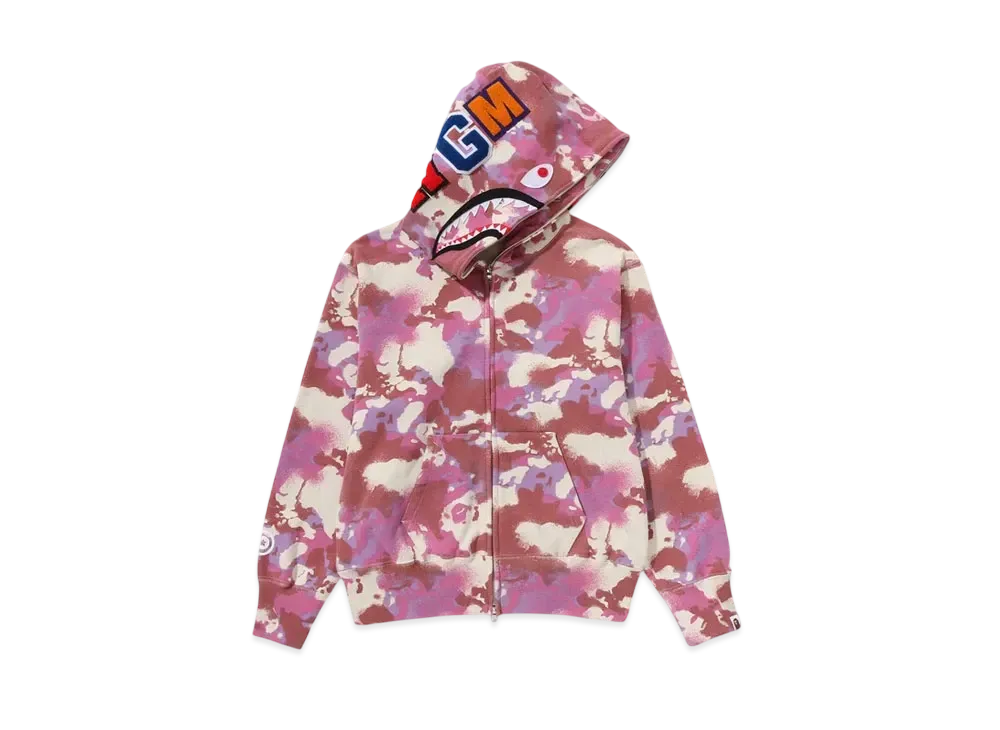 A BATHING APE Map Camo Shark Full Zip Hoodie "Pink"