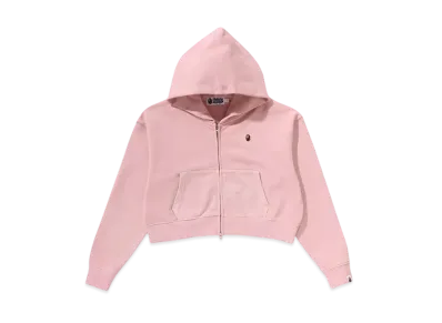 A BATHING APE Pigment Dyed One Point Cropped Zip Hoodie "Pink"