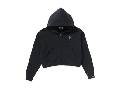 A BATHING APE Pigment Dyed One Point Cropped Zip Hoodie "Black"